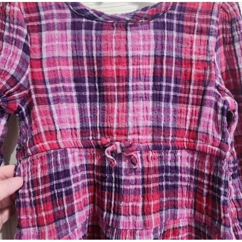 Dip‎  Girls Plaid Dress 4T Pink Purple Long Sleeve Empire Waist Cotton